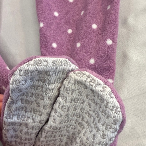 Carter's - 2T - Purple Polka Dot Fleece Onesie Sleeper with Mouse Design - Picture 3 of 4